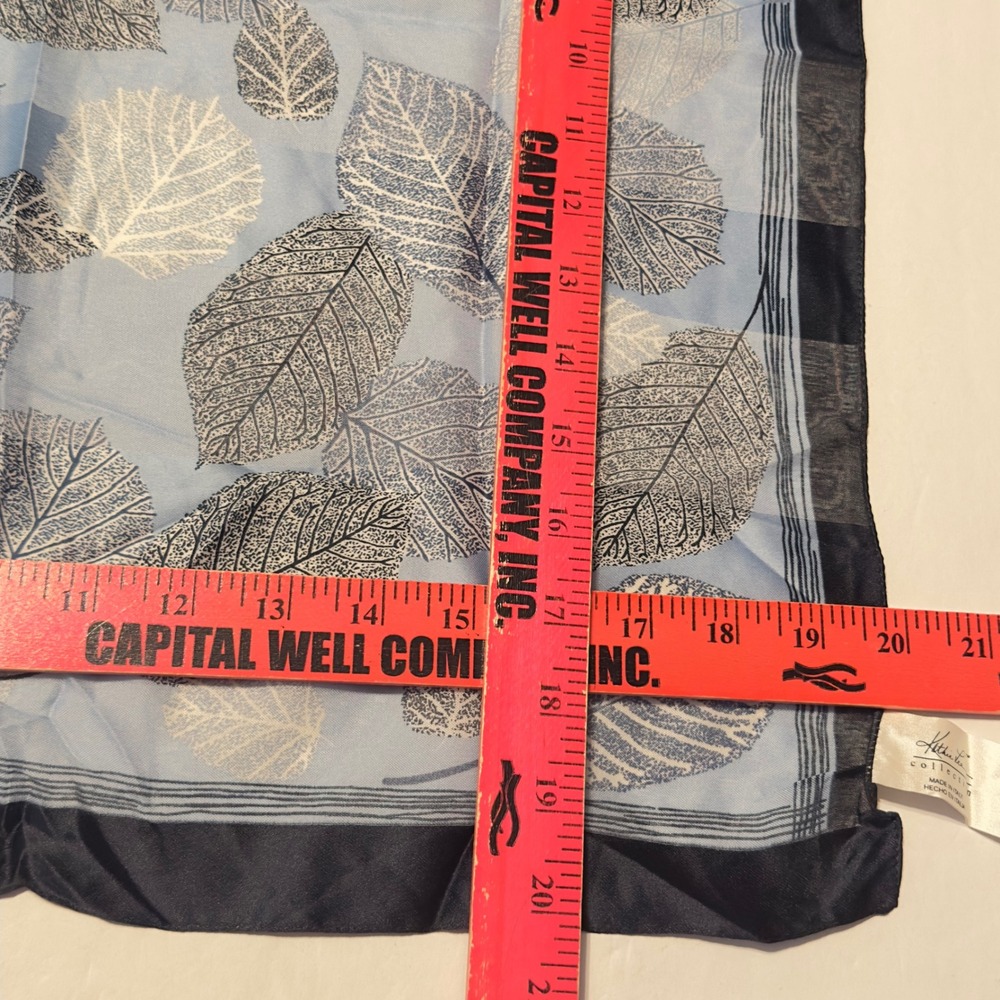 Kathie Lee Collection Blue Leaf Print Square Scarf Made in Italy NWT Vtg Y2K 90s - Picture 6 of 7